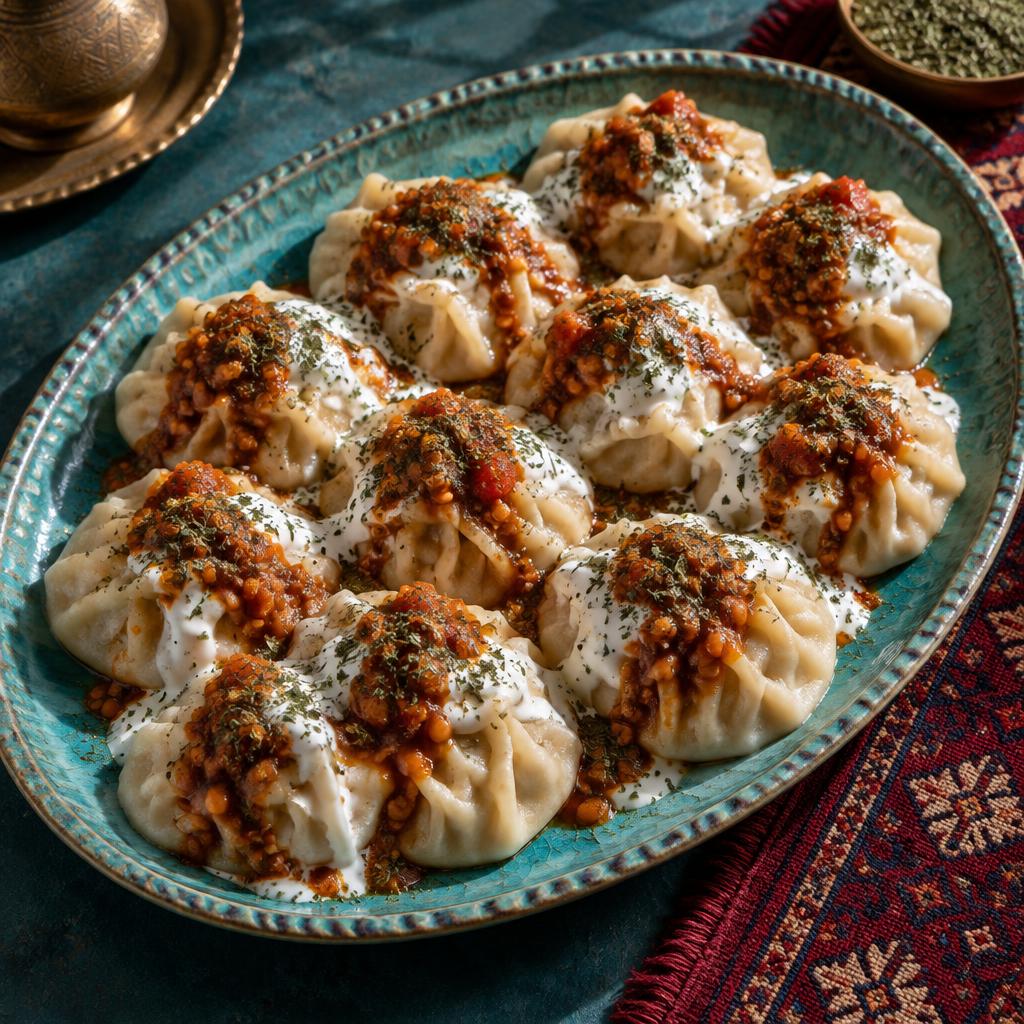 Illustrative serving of traditional Afghan Manto