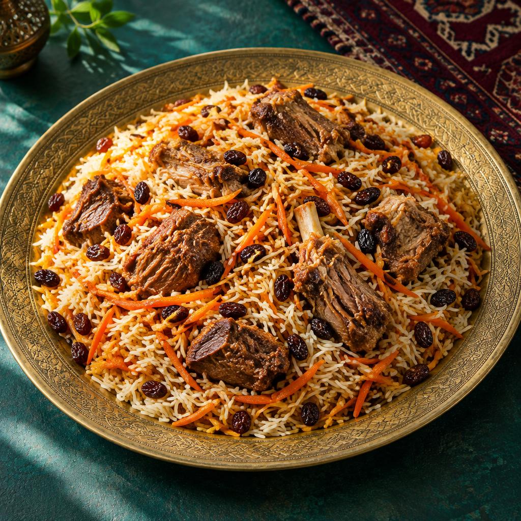 Illustrative serving of traditional Afghan Qabuli Palaw