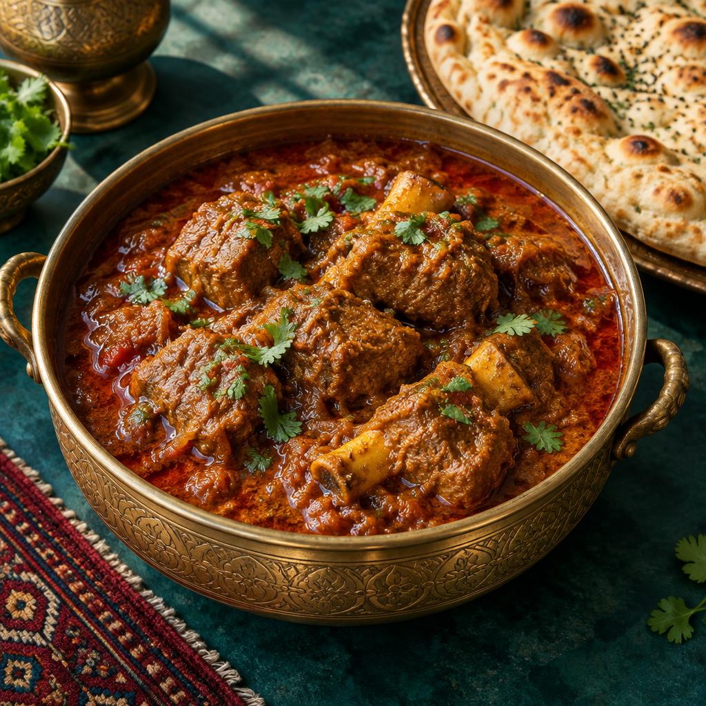 Illustrative serving of traditional Afghan Qorma Gosht